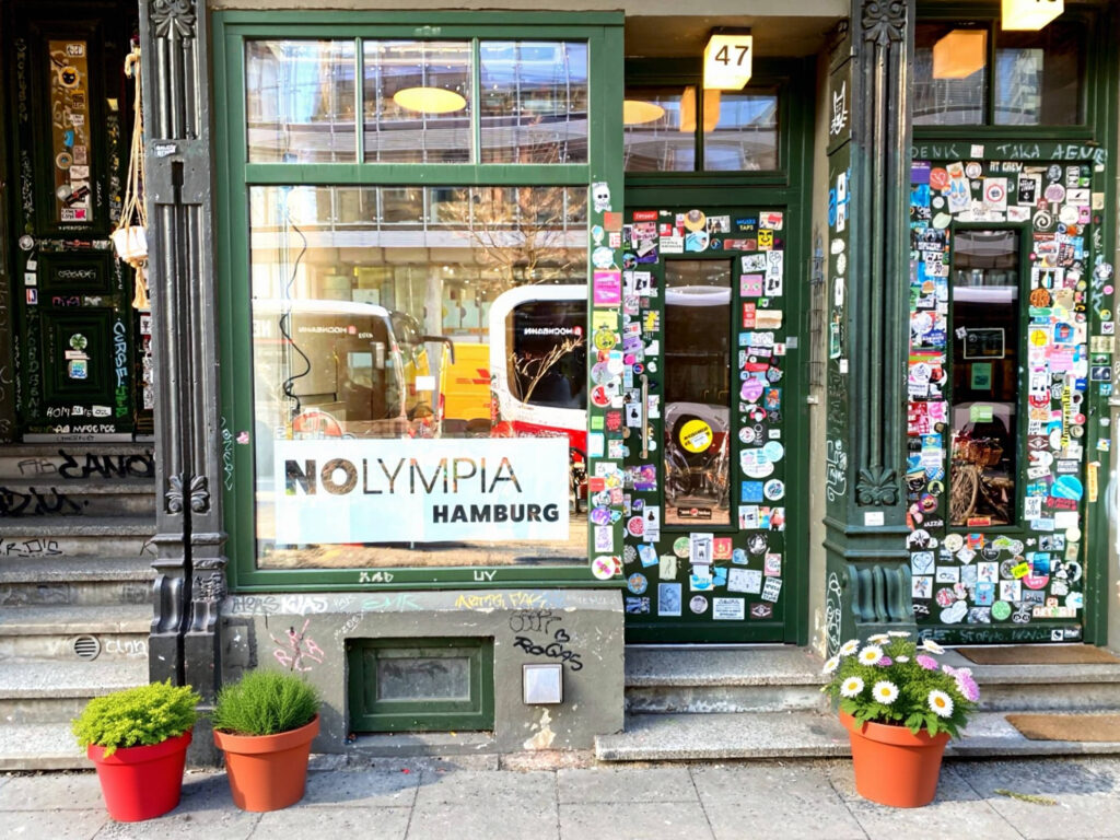 Ansicht des Büros von NOlympia Hamburg in der Caffamacherreihe 47 im Gängeviertel