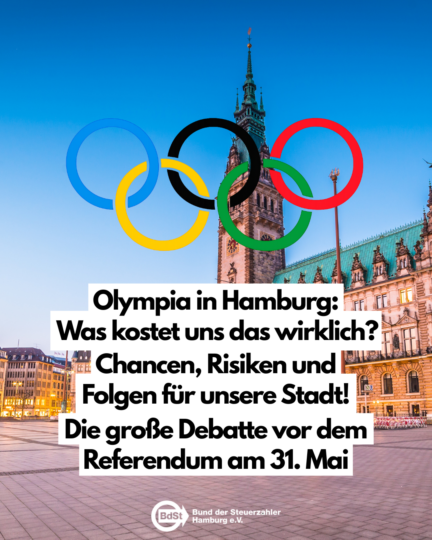 Olympia in Hamburg:
Was kostet uns das wirklich?
Chancen, Risiken und Folgen für unsere Stadt!
Die große Debatte vor dem Referendum am 31. Mai